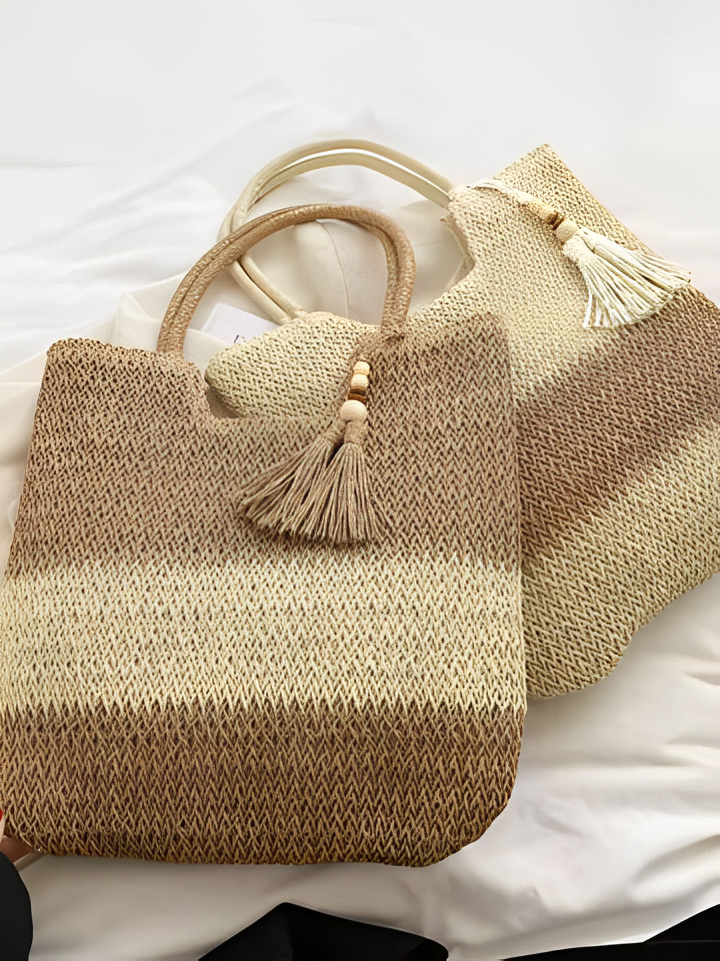 Bolsa Feminina Tote de Palha com Alça de Ombro Trançada para Praia - Manu
