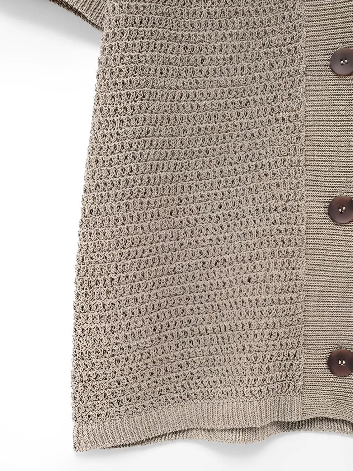 Conjunto Feminino de Tricô com Blusa Gola Polo e Fechamento em Botões com Calça Wide Leg - Calista