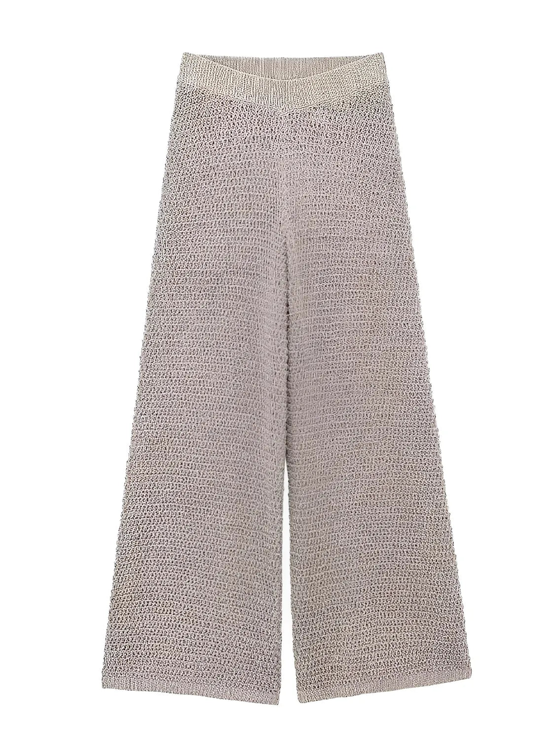Conjunto Feminino de Tricô com Blusa Gola Polo e Fechamento em Botões com Calça Wide Leg - Calista