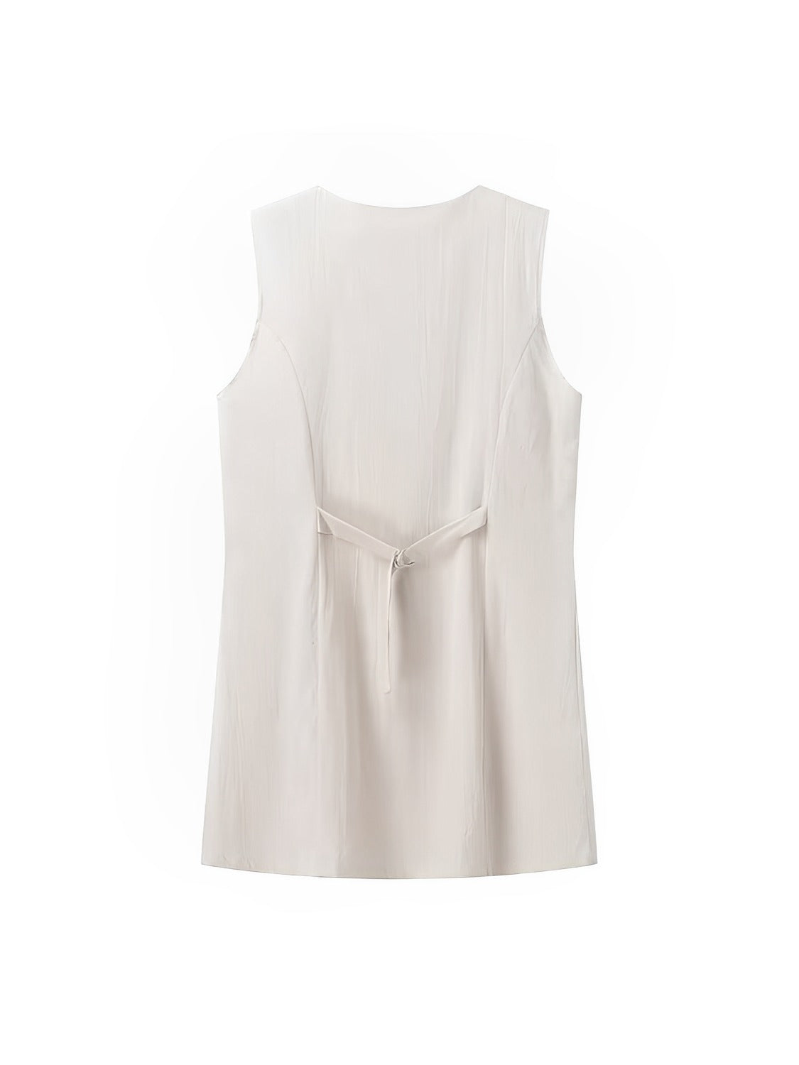 Vestido Feminino Curto em Linho Sem Mangas com Fechamento em Botões - Noemi