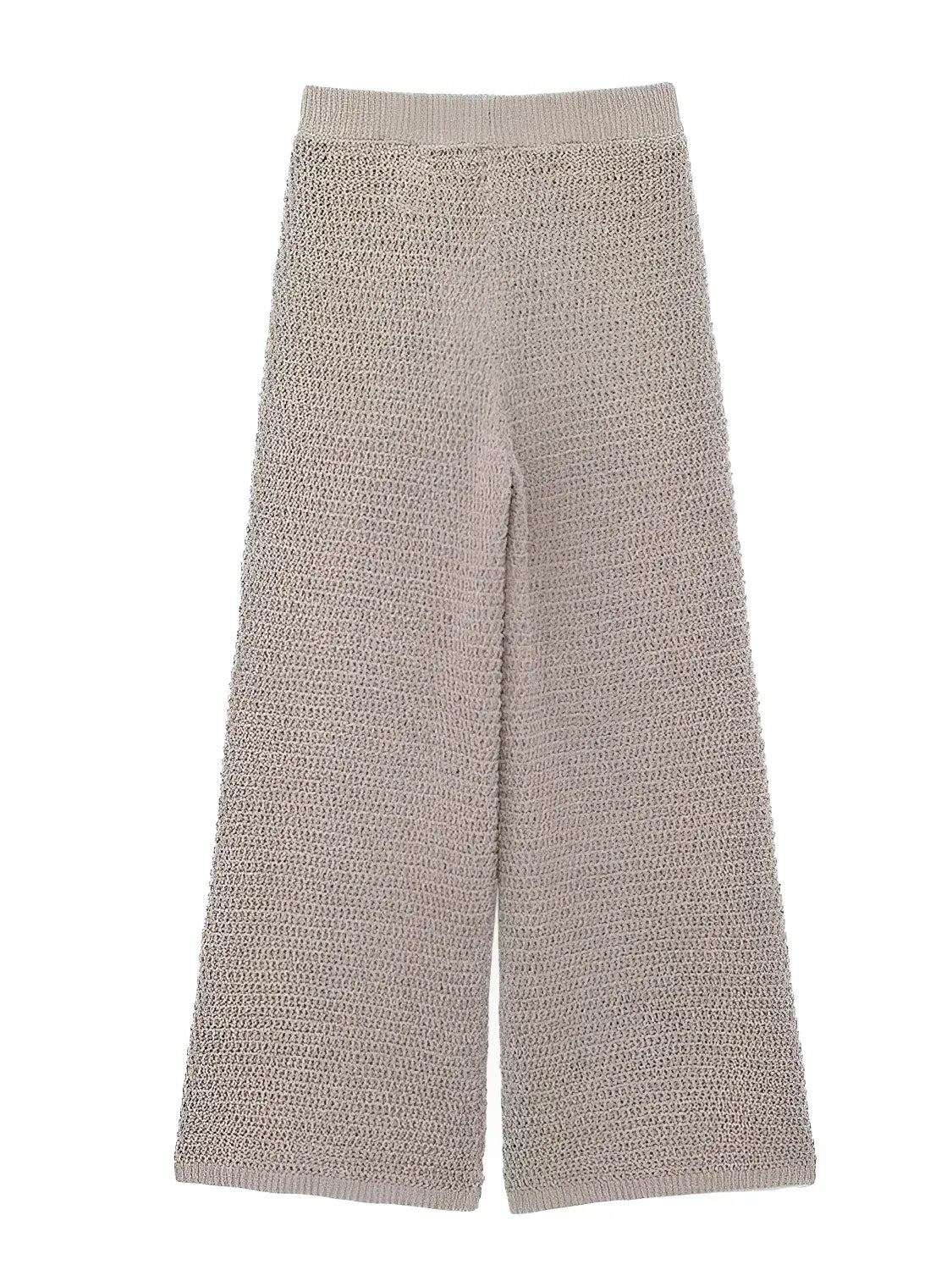 Conjunto Feminino de Tricô com Blusa Gola Polo e Fechamento em Botões com Calça Wide Leg - Calista