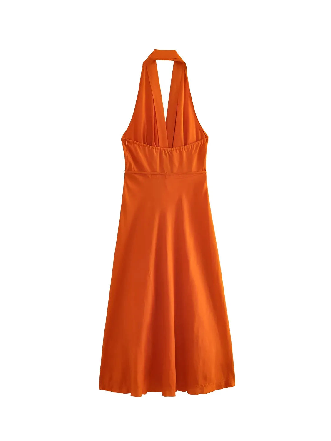 Vestido Feminino Midi com Decote em V e Costas Abertas - Stella