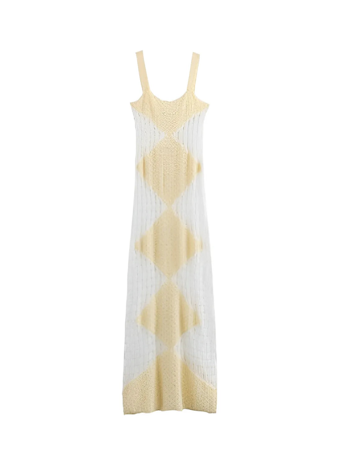 Vestido Feminino Longo Serena – Tricô Vazado com Alças Finas | Moda Verão Elegante