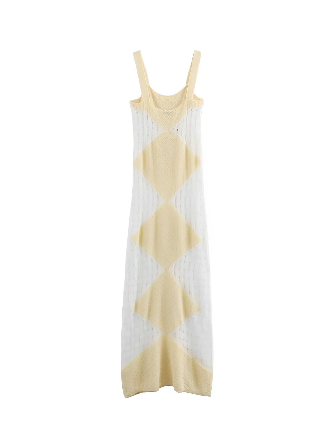 Vestido Feminino Longo Serena – Tricô Vazado com Alças Finas | Moda Verão Elegante