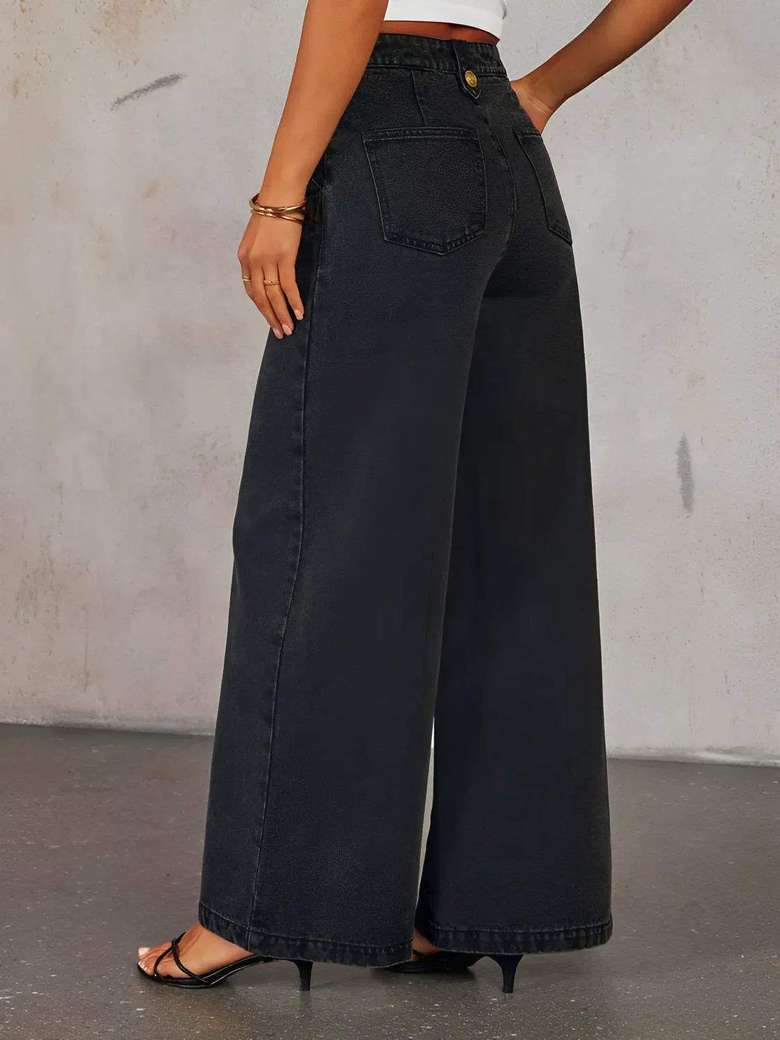 Calça Jeans Feminina Pantalona Cintura Média - Luiza