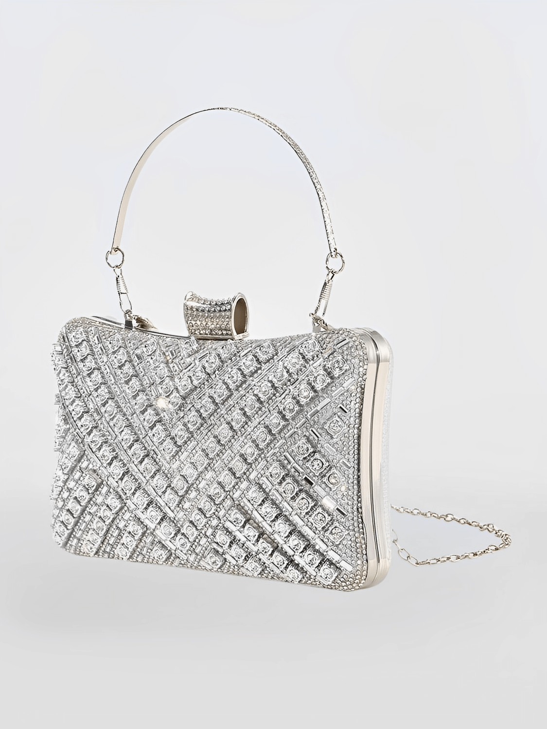 Bolsa Feminina Clutch Com Cristais e Alças Removíveis para Festa – Nayra