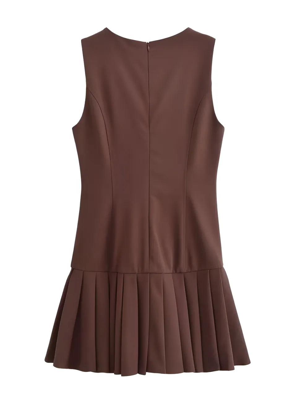 Vestido Feminino Curto com Decote Redondo e Barra Plissada - Melissa