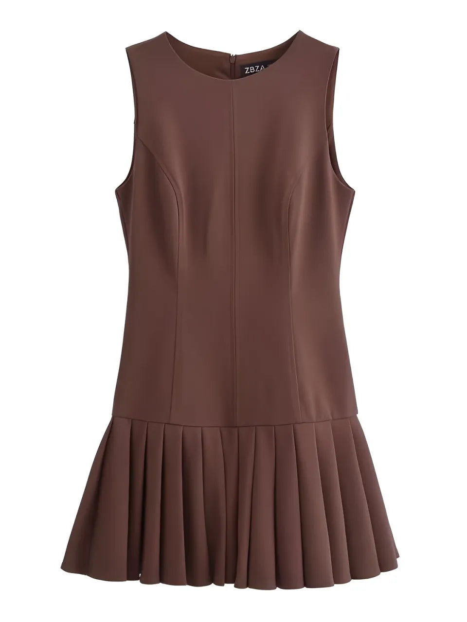 Vestido Feminino Curto com Decote Redondo e Barra Plissada - Melissa