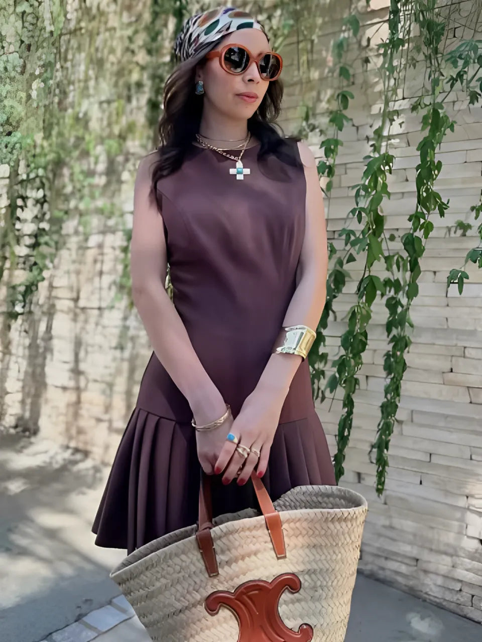 Vestido Feminino Curto com Decote Redondo e Barra Plissada - Melissa