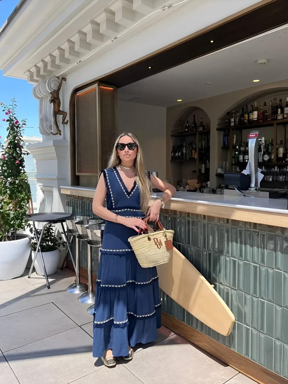 Vestido Feminino Boho Midi com Babados e Decote em V - Amara
