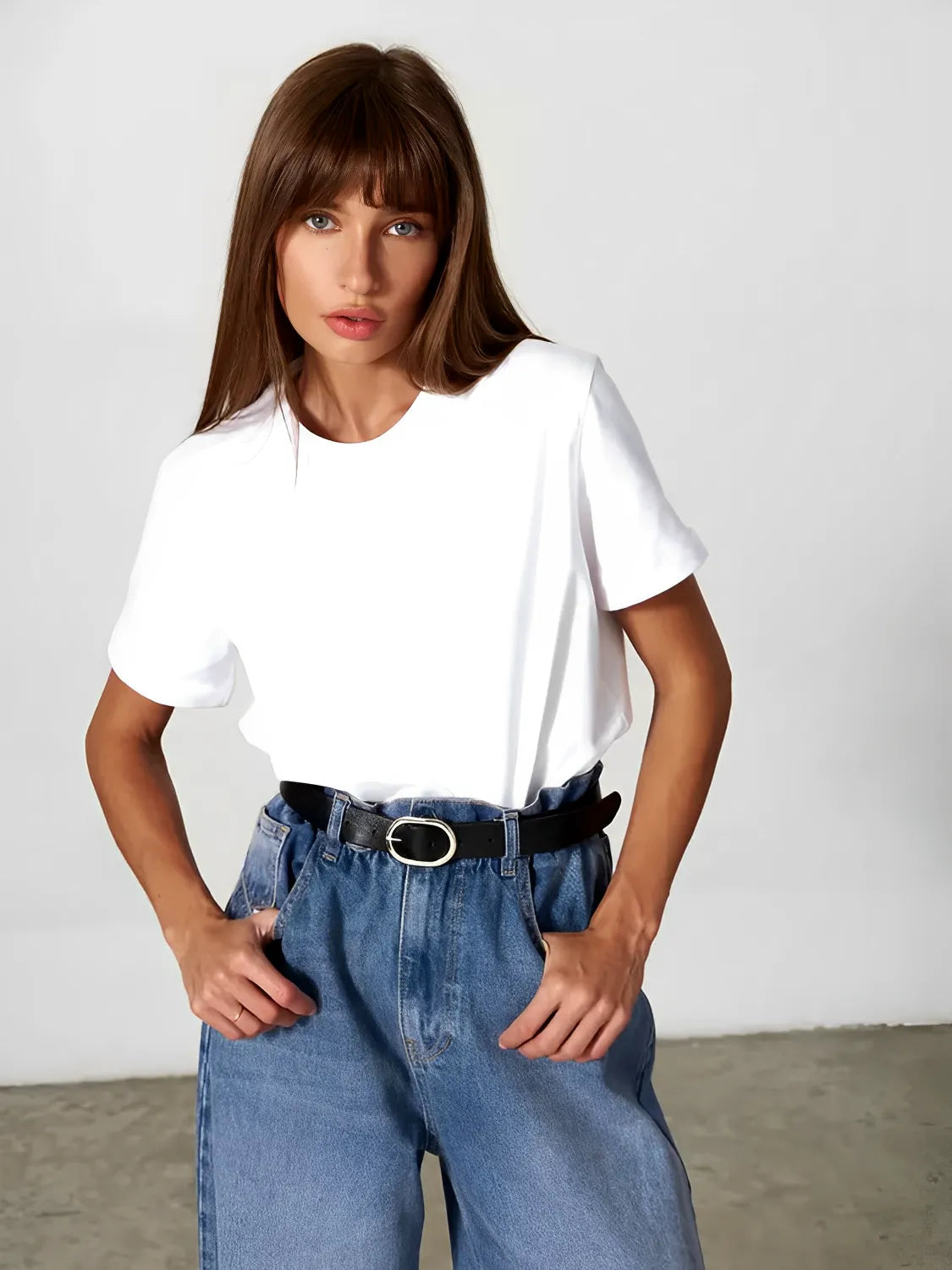 Blusa Feminina Básica de Algodão Manga Curta Decote Redondo - Cibele