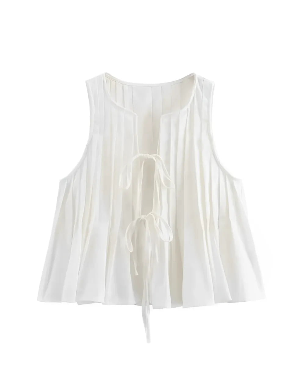 Conjunto Feminino com Blusa Amarração Frontal Plissada e Saia Longa com Zíper - Evie