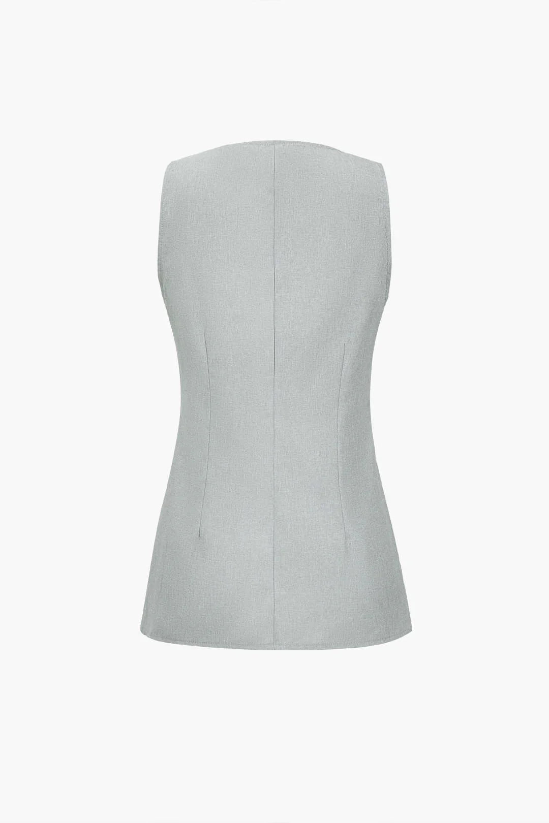 Conjunto Feminino de Alfaiataria com Colete Acinturado de Botões Maxi e Calça Reta com Fenda - Brenda
