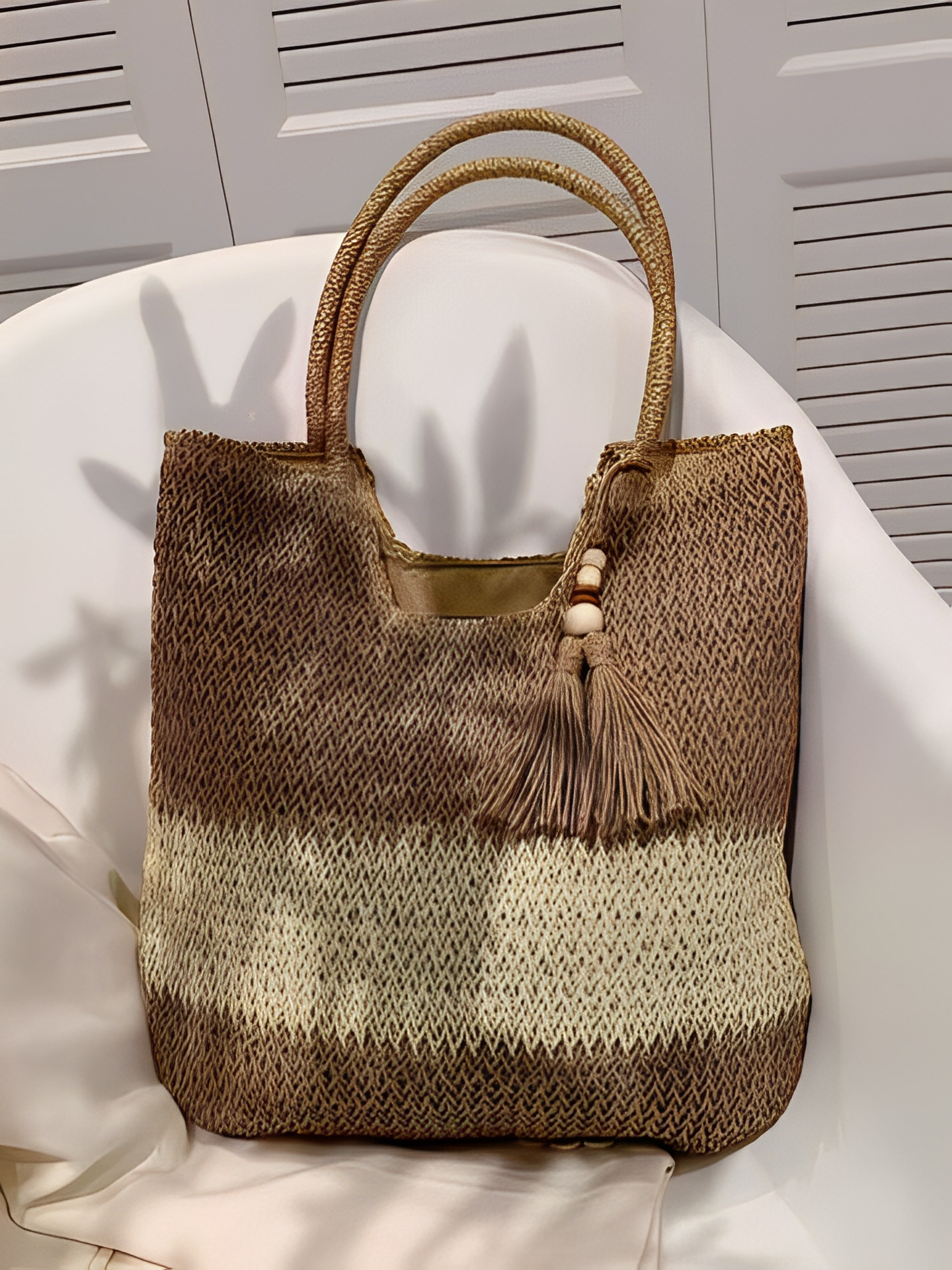 Bolsa Feminina Tote de Palha com Alça de Ombro Trançada para Praia - Manu