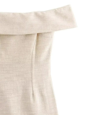 Conjunto Feminino de Linho com Blusa Tomara que Caia e Calça Reta - Heloise