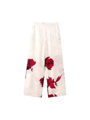Conjunto Feminino Floral de Alfaiataria com Blazer de Botão e Calça Flare - Lia
