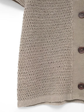 Conjunto Feminino de Tricô  com Blusa Gola Polo e Fechamento em  Botões com Calça Wide Leg - Calista