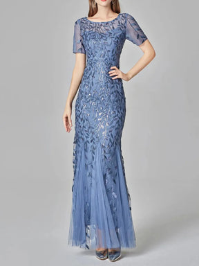 Vestido Feminino Longo de Festa Sereia com Tule e Bordados - Lyra
