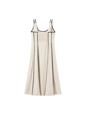 Vestido Feminino Midi com Decote Canoa e Listras em Relevo - Ariadne