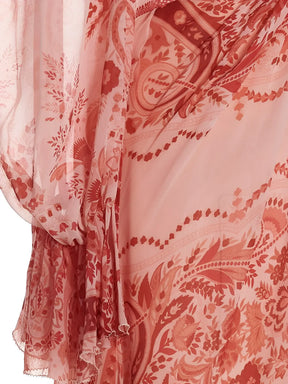 Vestido Feminino Longo Estampado de Manga Longa e Acinturado - Clarisse