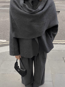 Casaco Feminino Poncho com Gola Lenço Elegante – Alana