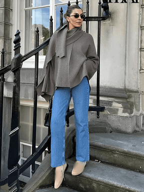 Casaco Feminino Poncho com Gola Lenço Elegante – Alana