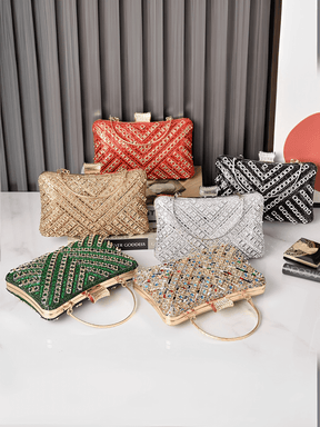 Bolsa Feminina Clutch Com Cristais e Alças Removíveis para Festa  –  Nayra