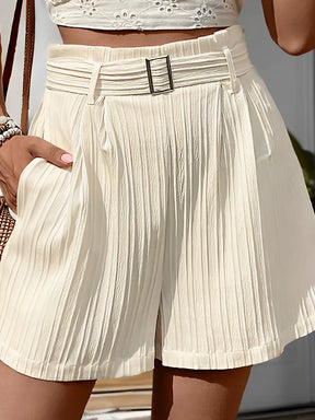 Short Feminino Plissado Cintura Alta com Cinto - Karine