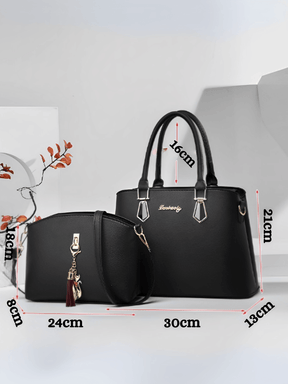 Conjunto de 2 Bolsas Femininas Elegantes com Alça Transversal e de Ombro com Zíper e Acessórios – Amber