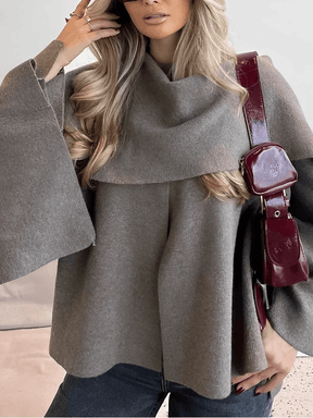 Casaco Feminino Poncho com Gola Lenço Elegante – Alana