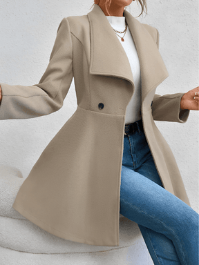 Sobretudo Feminino em Lã Batida Acinturado com Fechamento em Botões e Modelagem Godê – Eunice