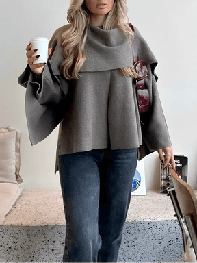 Casaco Feminino Poncho com Gola Lenço Elegante – Alana