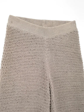 Conjunto Feminino de Tricô  com Blusa Gola Polo e Fechamento em  Botões com Calça Wide Leg - Calista