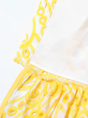 Vestido Feminino Midi de Laise com Babados e Elástico nas Costas - Marina