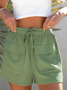 Short Feminino Cintura Alta com Cordão Ajustável e Bolsos - Jale