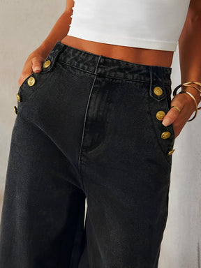 Calça Jeans  Feminina Pantalona Cintura Média - Luiza