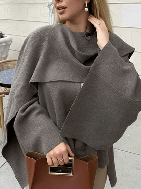 Casaco Feminino Poncho com Gola Lenço Elegante – Alana