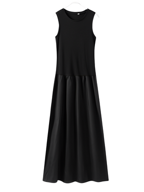 Vestido Feminino Longo Tecido Canelado com Modelagem Evasê Plissado - Maia
