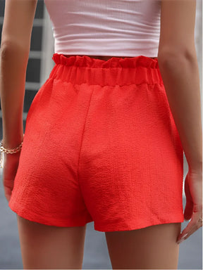 Short Feminino Cintura Alta com Elástico Bolsos e Amarração com Cadarço - Lavinia