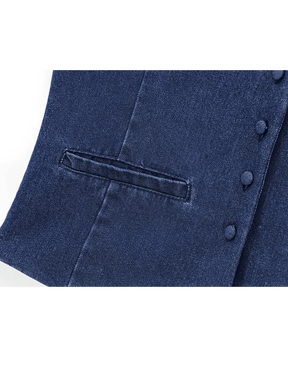 Colete Feminino Jeans Acinturado com Botões Retrô – Larissa