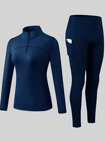 Conjunto Térmico com Blusa Manga Longa de Zíper e Legging Funcional com Bolso - Inara