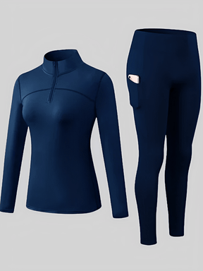 Conjunto Térmico com Blusa Manga Longa de Zíper e Legging Funcional com Bolso - Inara