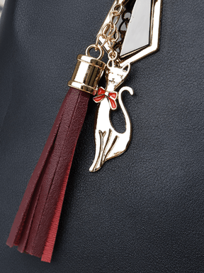 Conjunto de 2 Bolsas Femininas Elegantes com Alça Transversal e de Ombro com Zíper e Acessórios – Amber