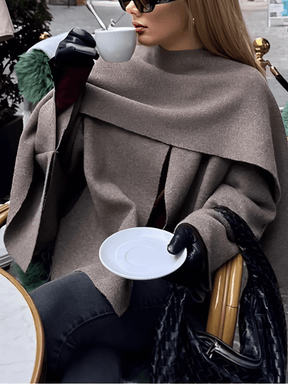 Casaco Feminino Poncho com Gola Lenço Elegante – Alana
