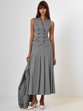 Conjunto Feminino de Alfaiataria com  Colete Clássico e Saia Midi Plissada - Lizandra