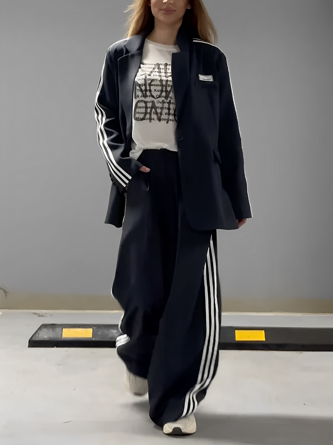 Conjunto Feminino Claire – Blazer Oversized e Calça Pantalona com Listras | Moda Casual Chic