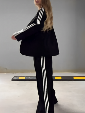 Conjunto Feminino Claire – Blazer Oversized e Calça Pantalona com Listras | Moda Casual Chic