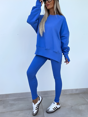 Conjunto Feminino de Moletom Oversized com Suéter Mullet e Calça Legging– Nayra