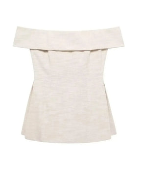 Conjunto Feminino de Linho com Blusa Tomara que Caia e Calça Reta - Heloise