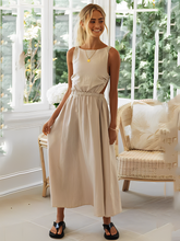 Vestido Feminino Midi sem Mangas com Elástico e Costas Abertas - Vera